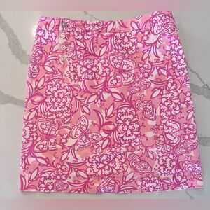 LILLY PULITZER vintage pink skirt, side button closure, fully lined. Size XL